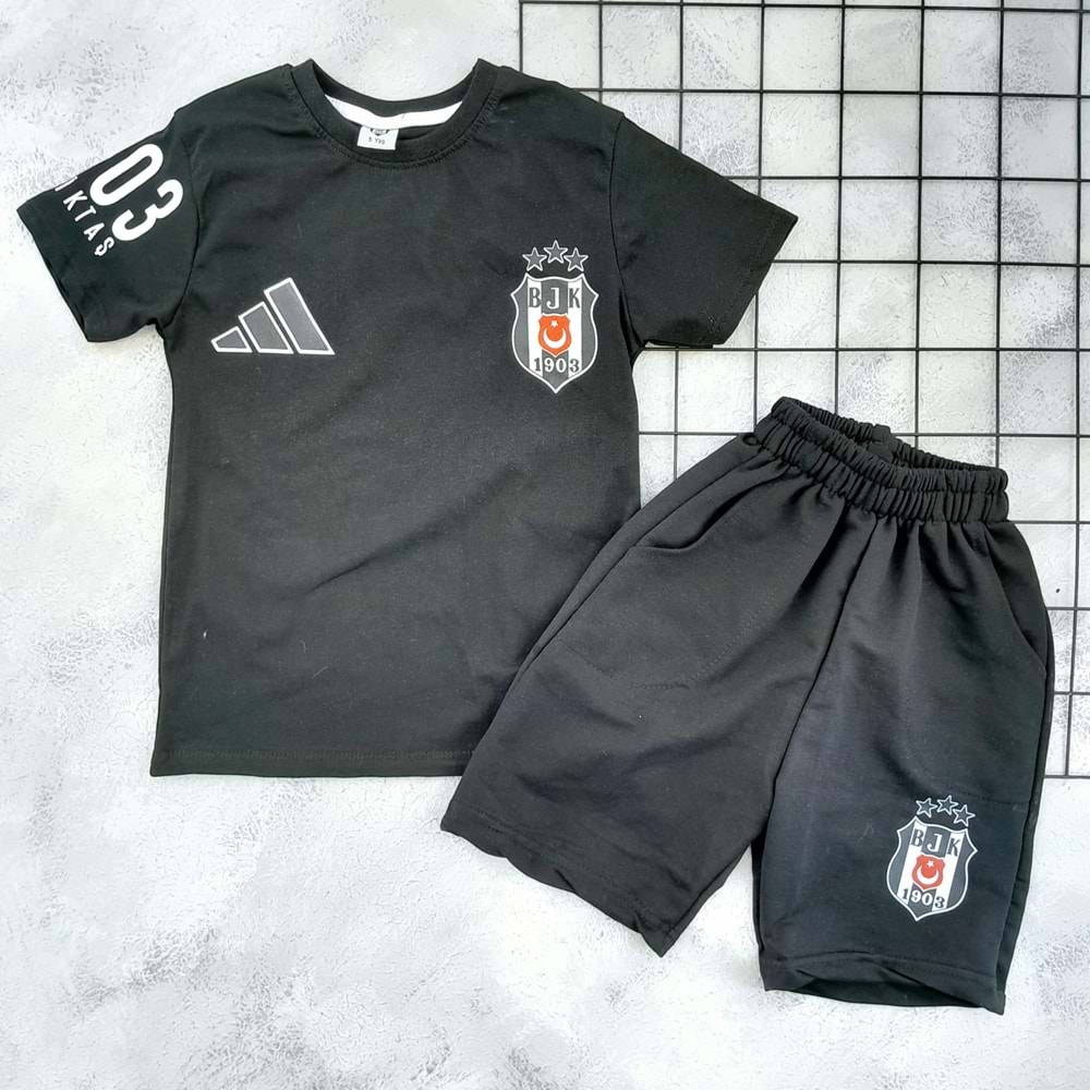 CAN 26004 TARAFTAR ŞORT TAKIM - SİYAH - 9 YAŞ