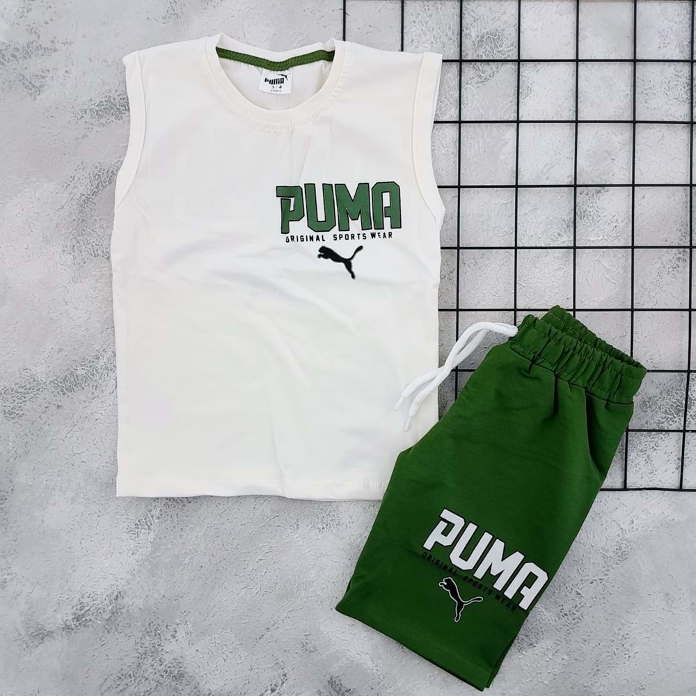 BEKA 116 PUMA BASKILI ŞORT TAKIM - YEŞİL - 5-6 YAŞ