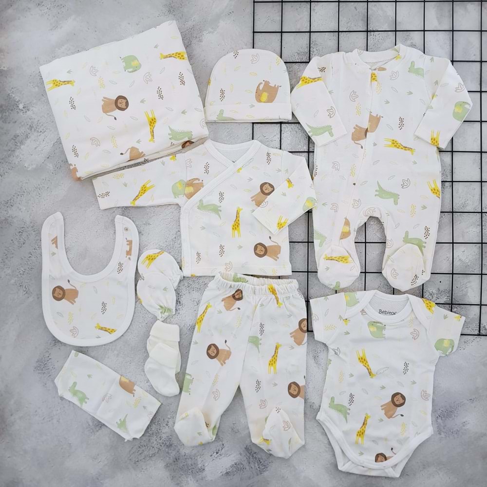 BEBİTOF 10104 ZÜRAFA DESEN 10 LU ZIBIN SET - EKRU
