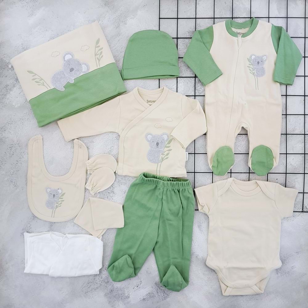 BEBİTOF 10089 KOALA DESEN 10 LU ZIBIN SET - YEŞİL