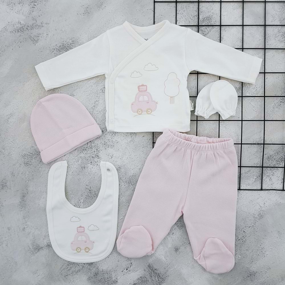 BEBİTOF 20109 BAVULLU ARABA 5 Lİ ZIBIN SET - PEMBE - 0-3 AY