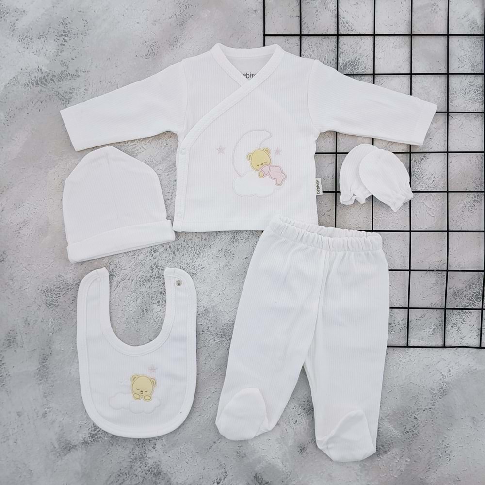 BEBİTOF 20107 SWEAT DREAMS AYI 5 Lİ ZIBIN SET - PEMBE - 0-3 AY