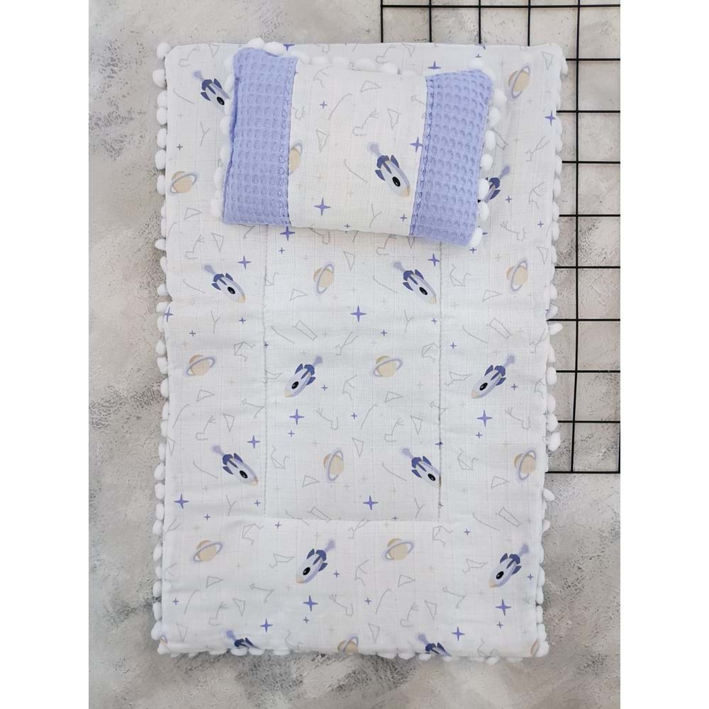 SLEEPY BABY 20245 UZAY WAFFLE MÜSLİN ALTAÇMA - MAVİ