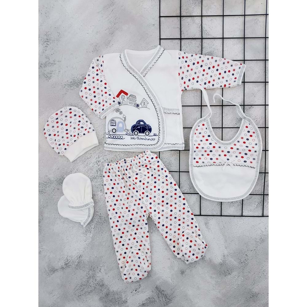 BOMBİNO 007 ARABA NAKIŞLI 5 Lİ ZIBIN SET - LACİ