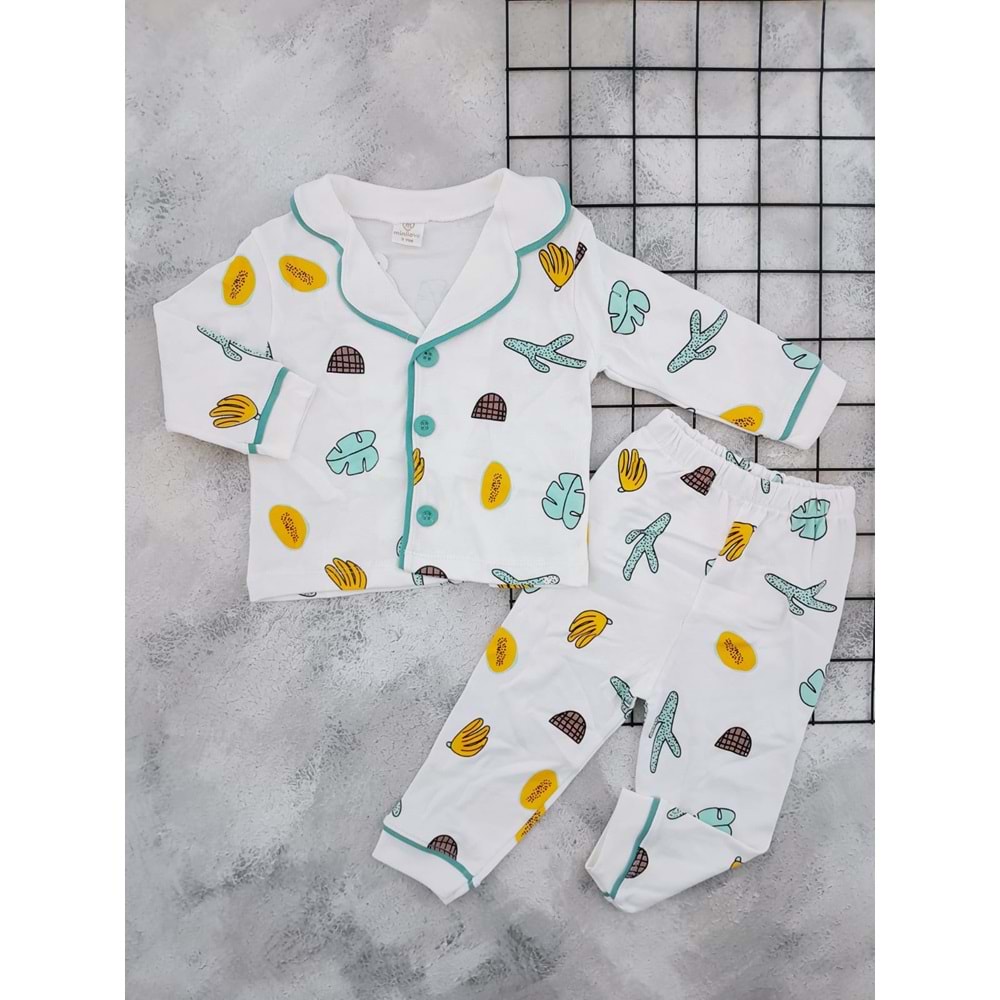 MİNİ LOVE 8297 KAKTÜS BASKILI PİJAMA TAKIM - KREM - 3 YAŞ