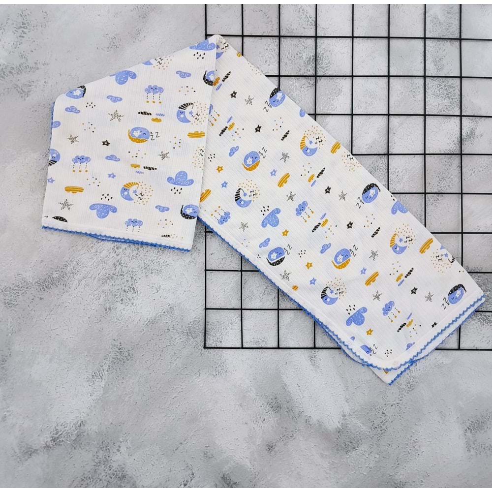 GONCA RAPORLU ÇİFT KAT BEBEK BATTANİYESİ 85*95 GÖKYÜZÜ - MAVİ