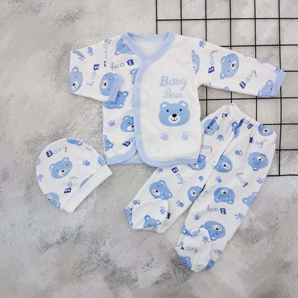 GONCA 057 BABY BEAR ZIBIN TAKIM - MAVİ - 0-3 AY