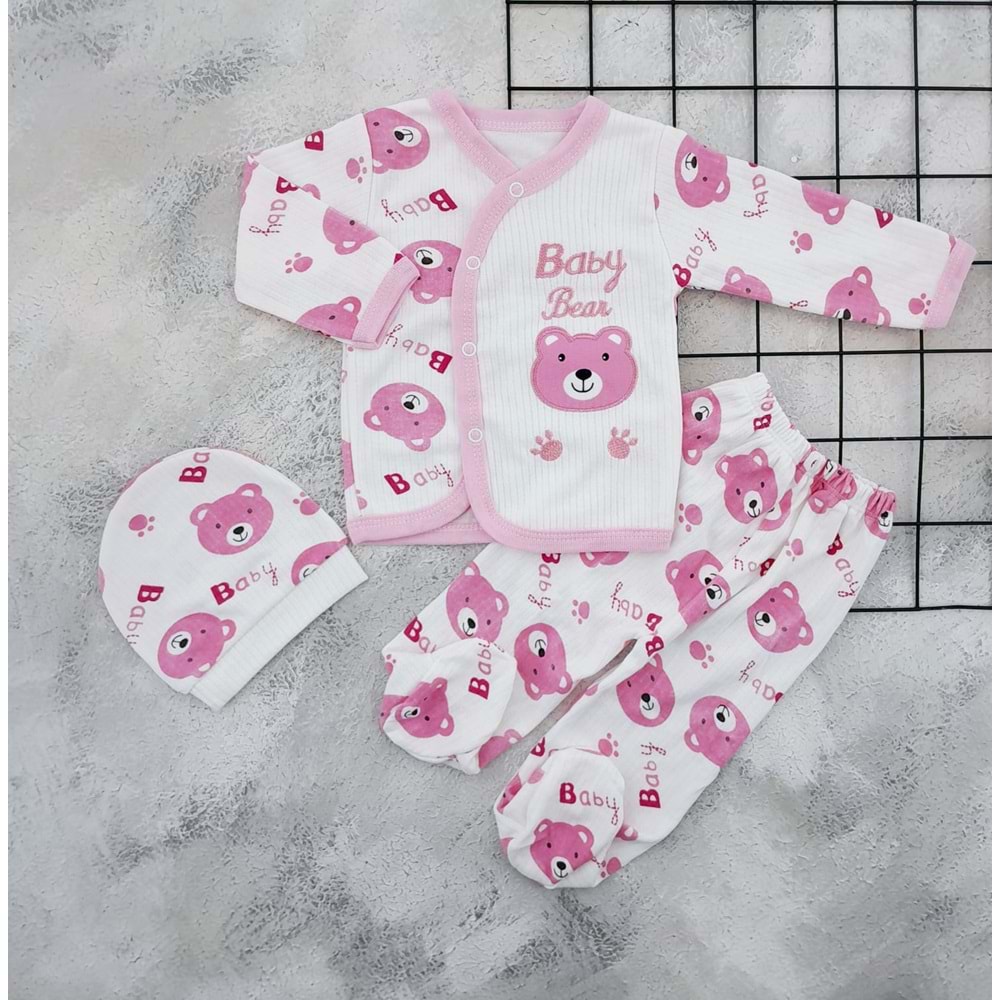 GONCA 057 BABY BEAR ZIBIN TAKIM - PEMBE - 0-3 AY
