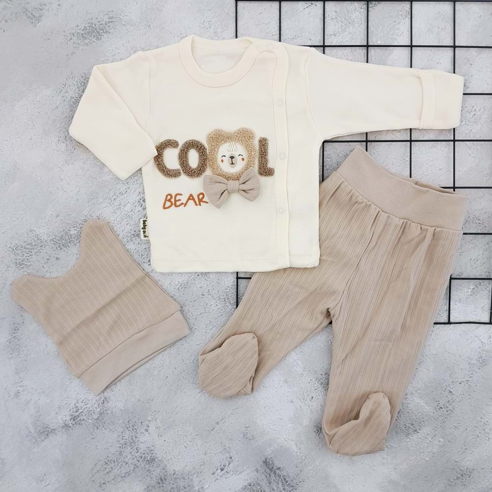 BABYCAN 9419 COOL AYI 3 LÜ ZIBIN TAKIM - BEJ - 0-3 AY