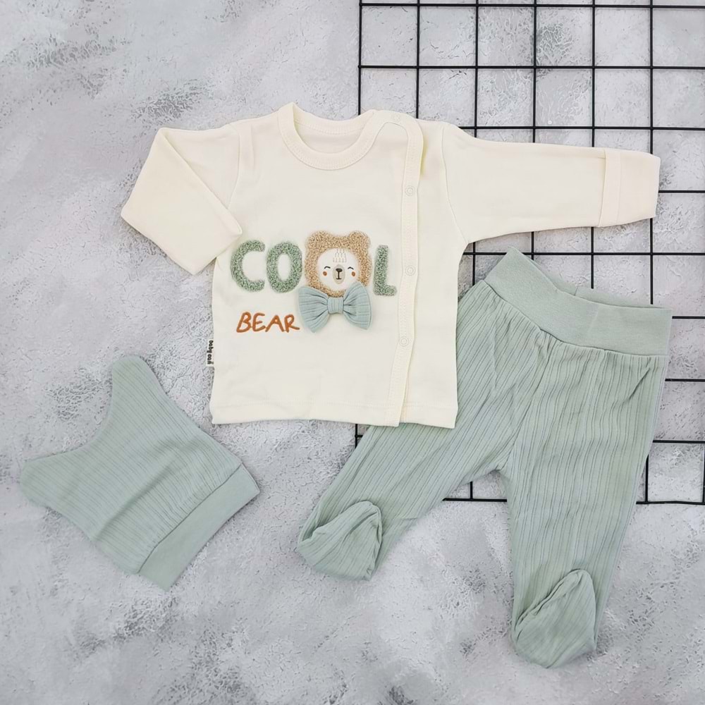BABYCAN 9419 COOL AYI 3 LÜ ZIBIN TAKIM - YEŞİL - 0-3 AY