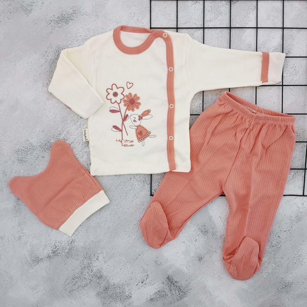 BABYCAN 9393 PAPATYA TAVŞAN 3 LÜ ZIBIN TAKIM - MÜRDÜM - 0-3 AY