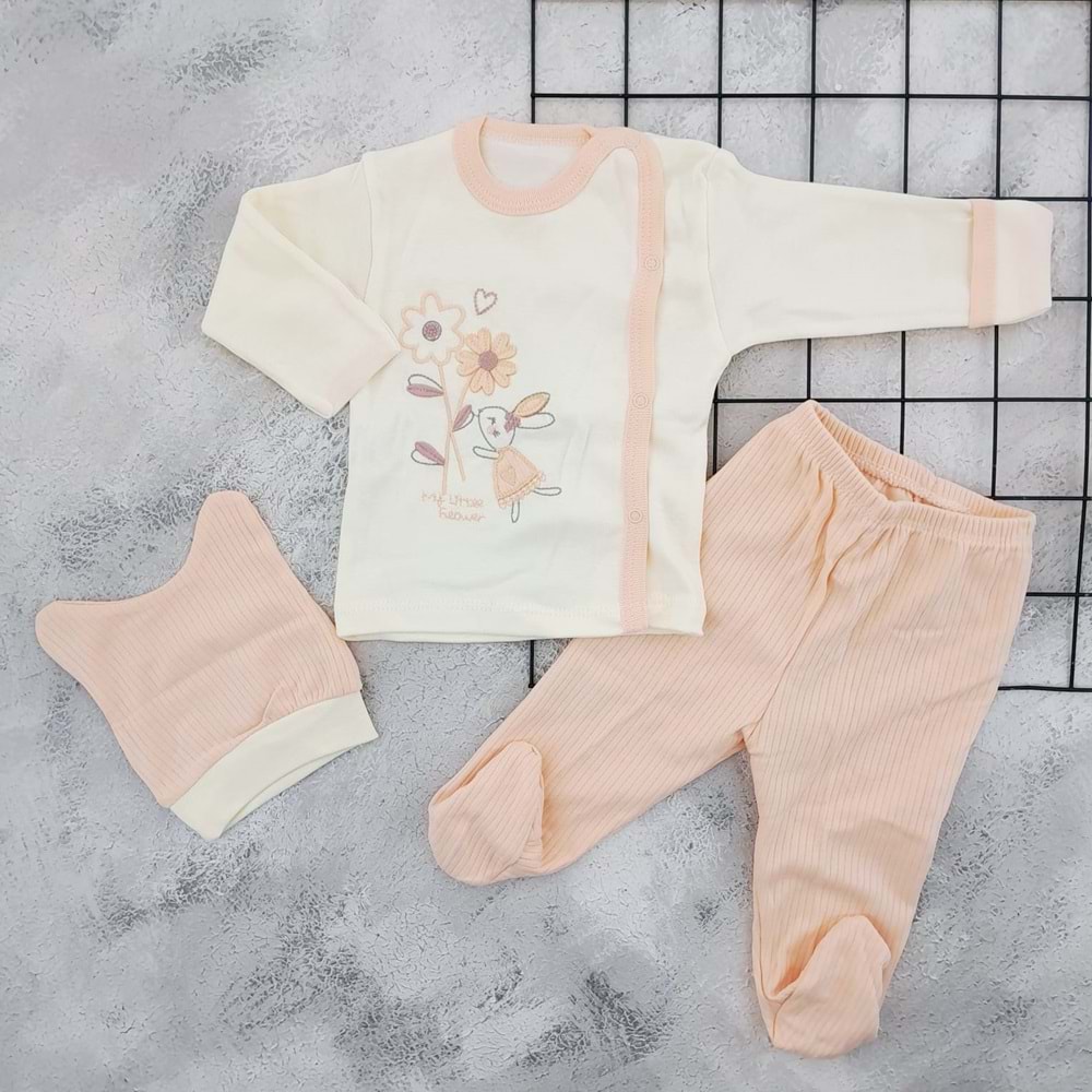 BABYCAN 9393 PAPATYA TAVŞAN 3 LÜ ZIBIN TAKIM - SOMON - 0-3 AY