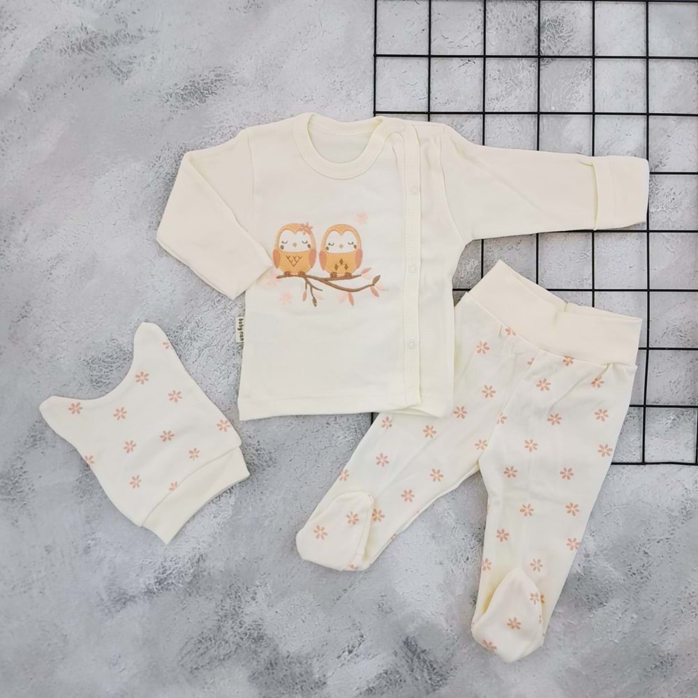 BABYCAN 9405 BAYKUŞ NAKIŞLI 3 LÜ ZIBIN TAKIM - SOMON - 0-3 AY