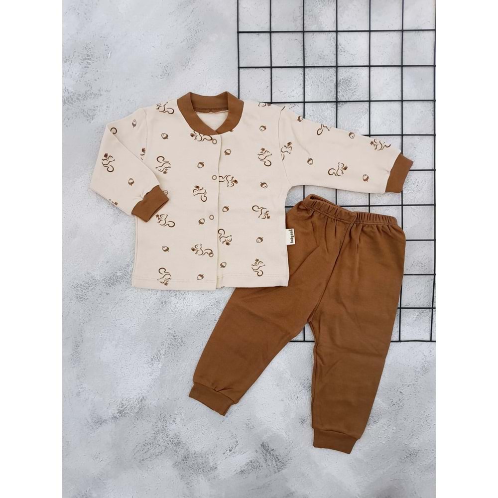 BABYCAN 4023 SİNCAP BASKILI PİJAMA TAKIM - KAHVE - 9-12 AY