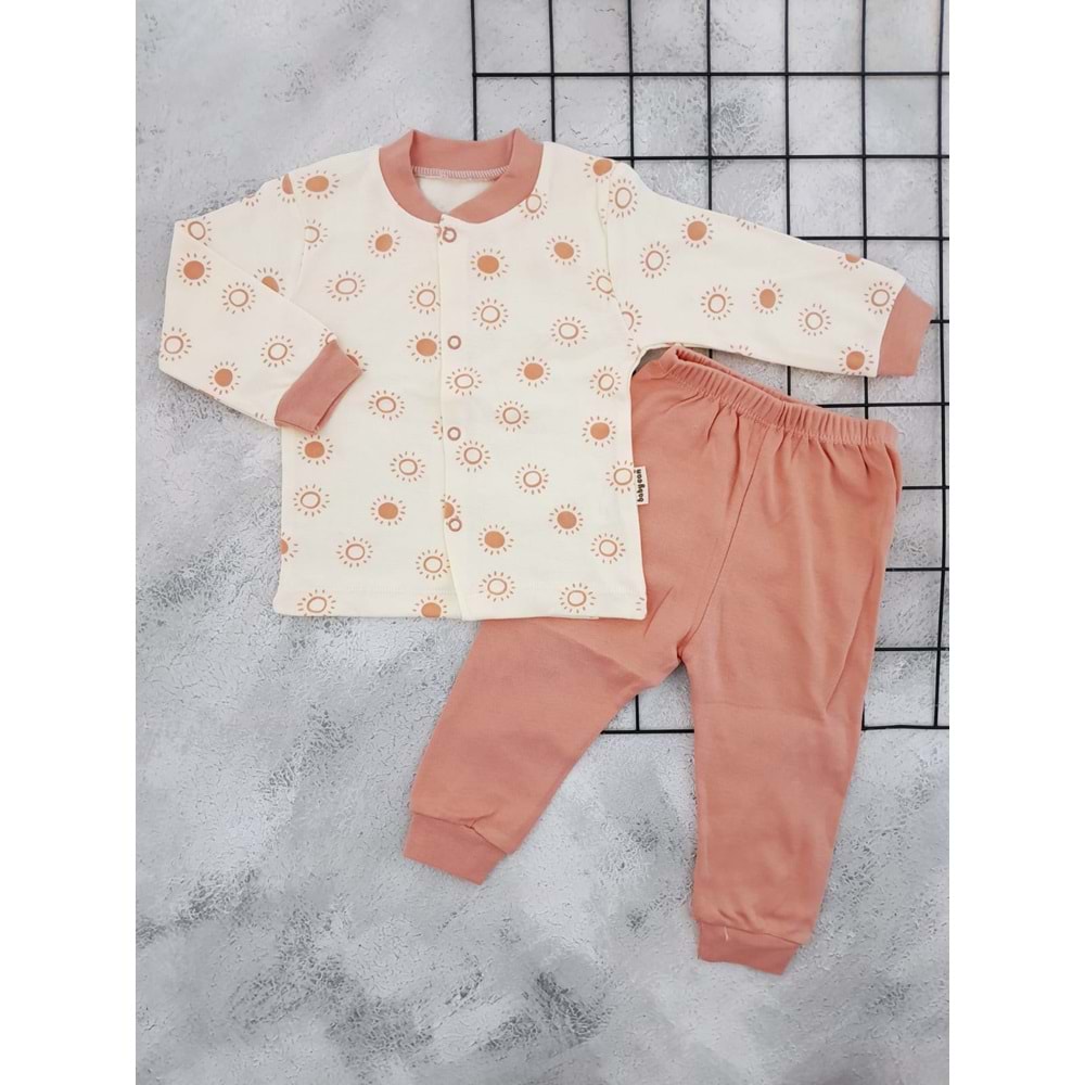BABYCAN 4026 GÜNEŞ BASKILI PİJAMA TAKIM - MÜRDÜM - 12-18 AY
