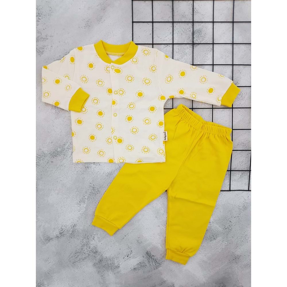 BABYCAN 4026 GÜNEŞ BASKILI PİJAMA TAKIM - SARI - 6-9 AY