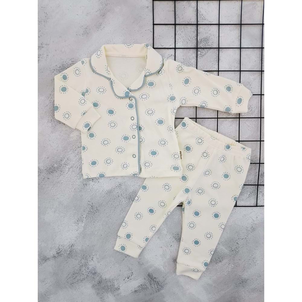 BABYCAN 2413 GÜNEŞ BASKILI PİJAMA TAKIM - MAVİ - 3-6 AY