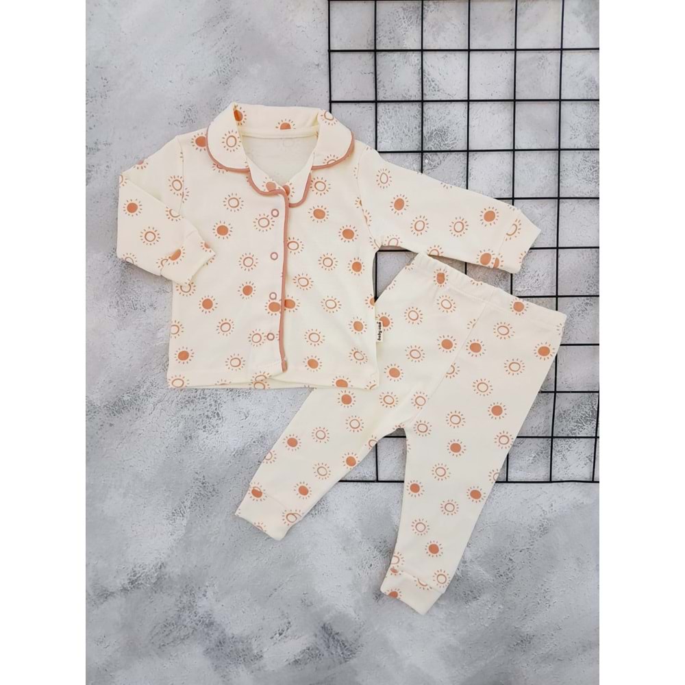 BABYCAN 2413 GÜNEŞ BASKILI PİJAMA TAKIM - MÜRDÜM - 3-6 AY