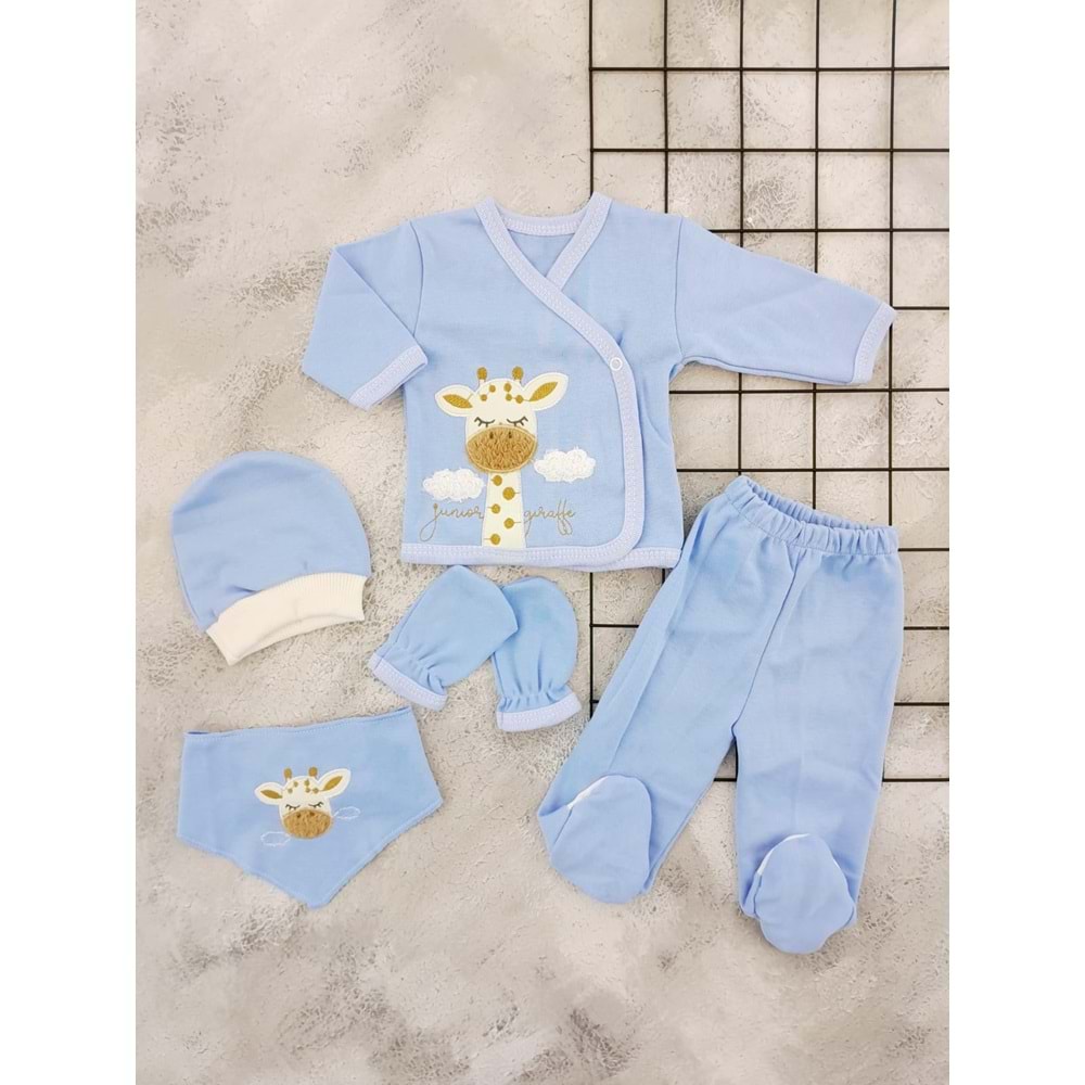 CONCON 538 PELUŞ ZÜRAFA 5 Lİ ZIBIN SET - MAVİ - 0 AY