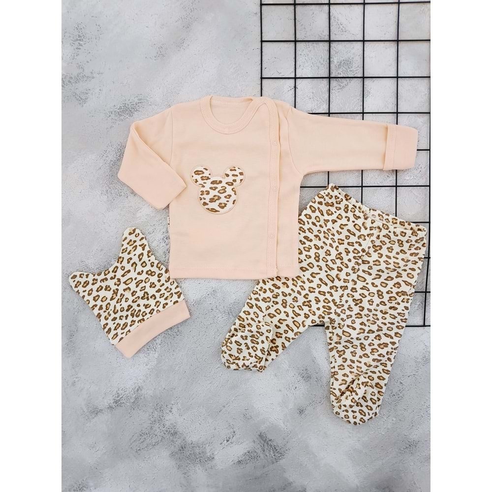 BABYCAN 9423 LEOPAR MİNNİE 3 LÜ ZIBIN TAKIM - SOMON - 0-3 AY