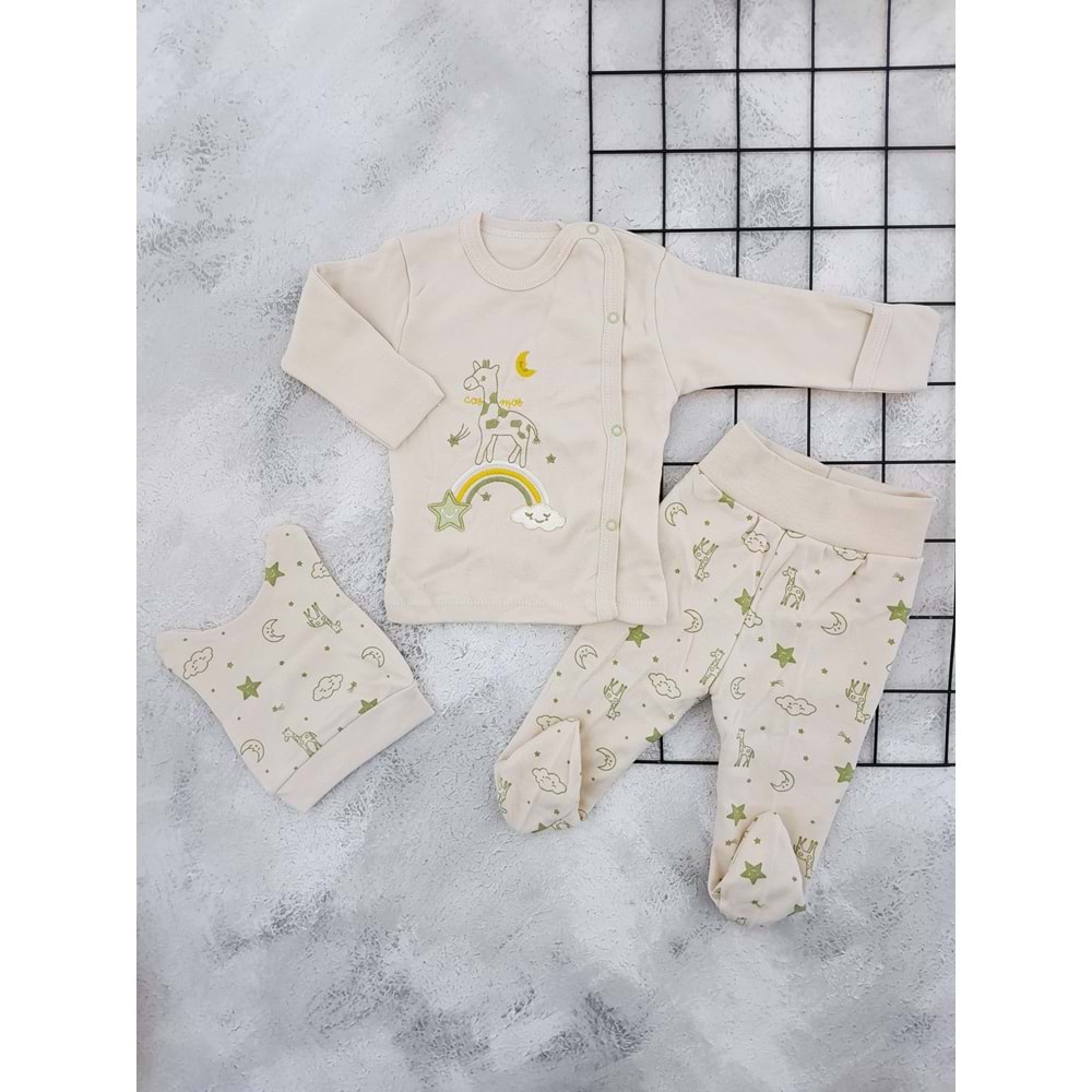BABYCAN 9409 ZÜRAFA NAKIŞLI 3 LÜ ZIBIN TAKIM - YEŞİL - 0-3 AY