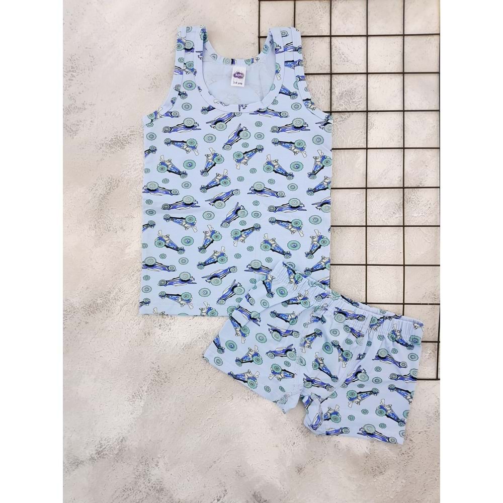 KOTA 1017 DESENLİ ERKEK ÇOCUK İÇ ÇAMAŞIR TAKIM - MAVİ - 11-12 YAŞ