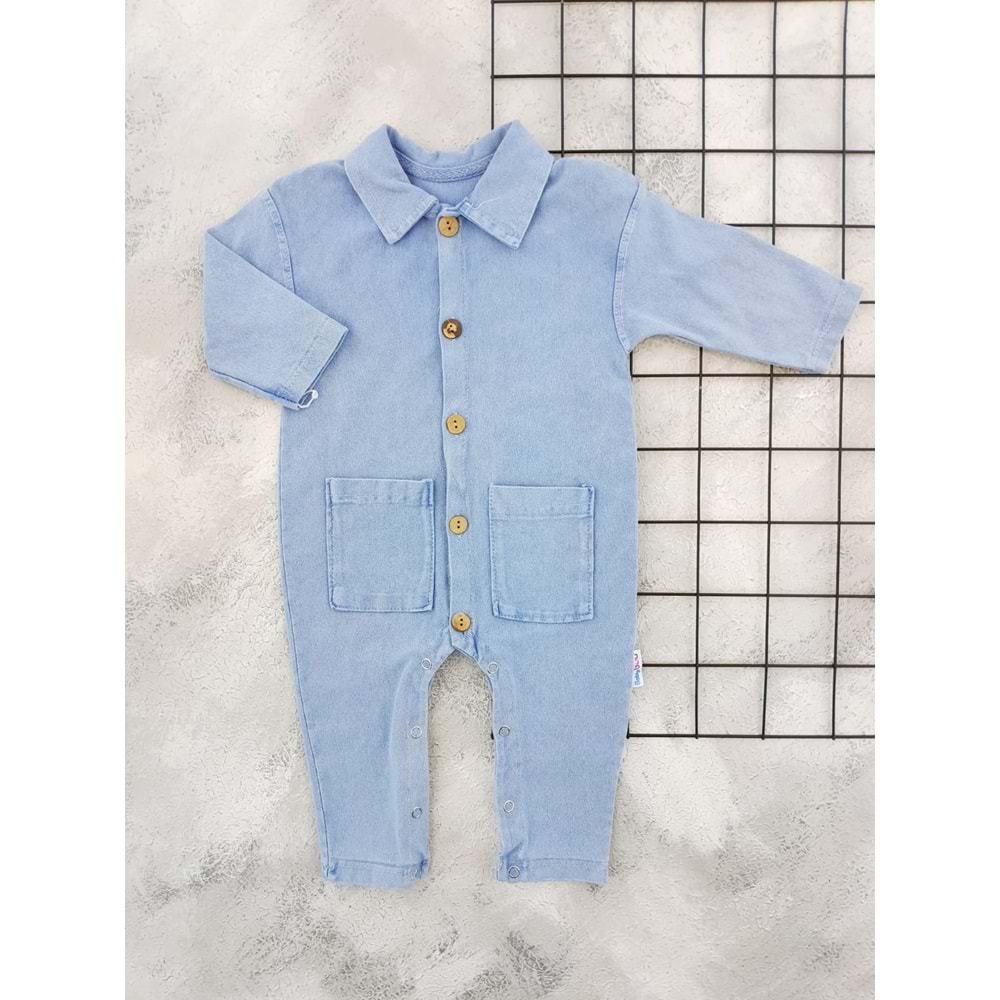 BABY BUU 0207 CEPLİ KOT TULUM - MAVİ - 12-18 AY