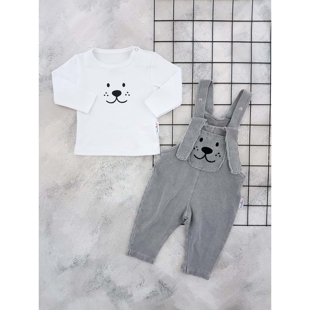 BABY BUU 0319 UZUN KULAKLI KOT SALOPET - FÜME - 6-9 AY