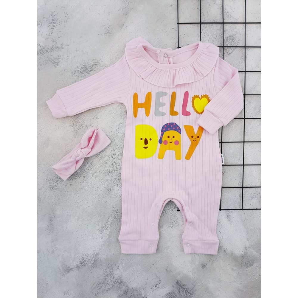 BABYMİİ 0236 HELLO DAY BASKILI MANŞETLİ TULUM - MÜRDÜM - 3-6 AY
