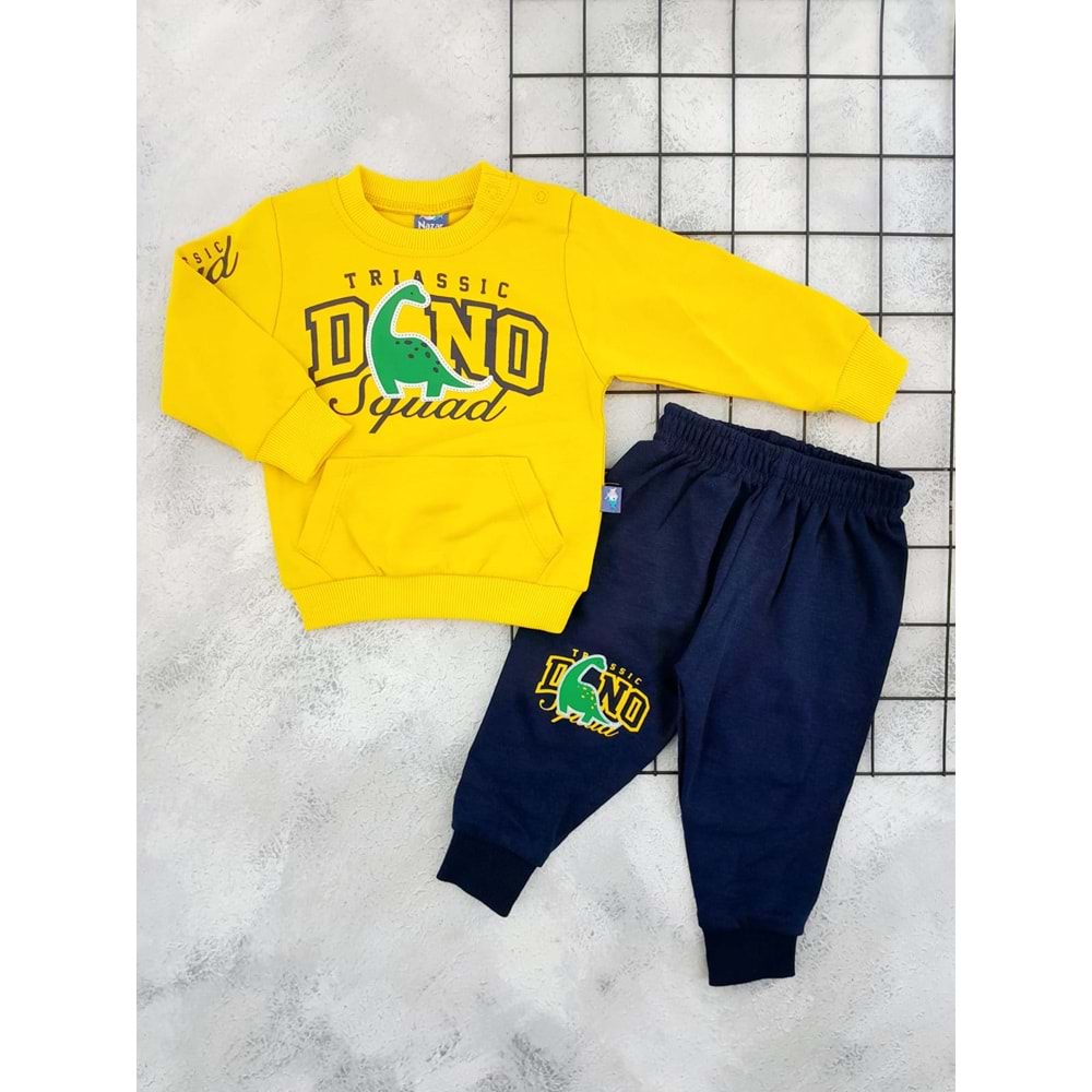 NAZAR 25686 DİNO BASKILI MEVSİMLİK TAKIM - SARI - 9 AY