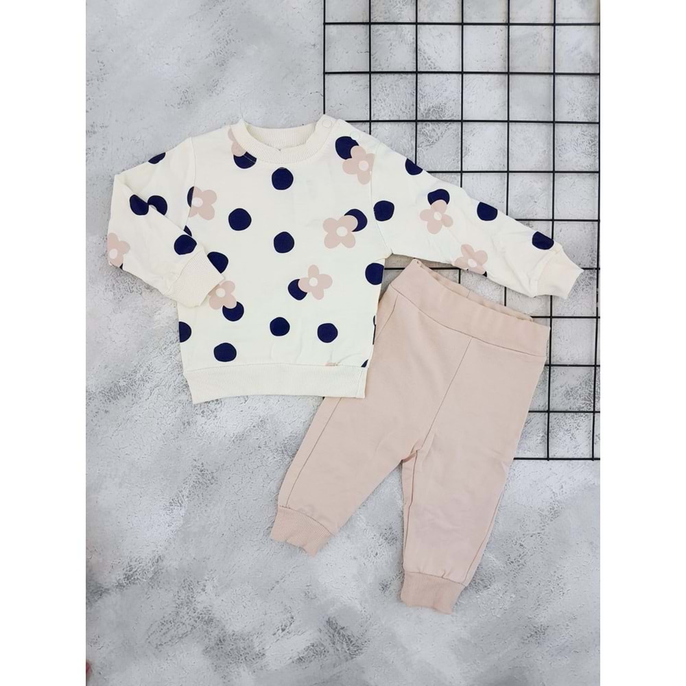 KRMS 786 PAPATYA BASKILI MEVSİMLİK TAKIM - PUDRA - 9 AY