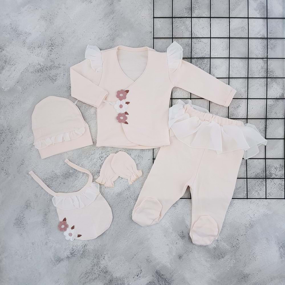 ÇİLEK 8008 PAPATYA NAKIŞ 5 Lİ YENİDOĞAN TAKIM - SOMON - 0-3 AY