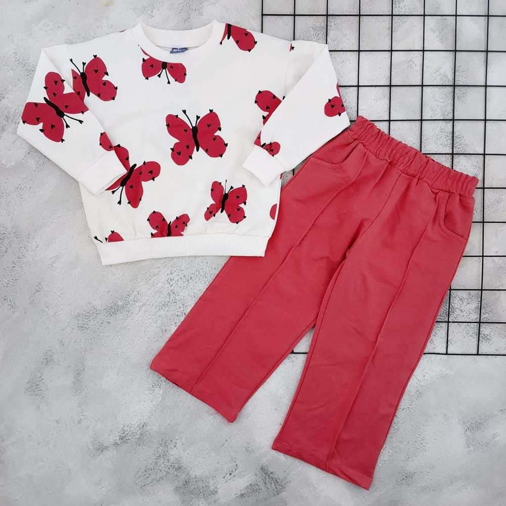 NAZAR 25687 KELEBEK BASKILI 2 İP TAKIM - NAR ÇİÇEĞİ - 5 YAŞ