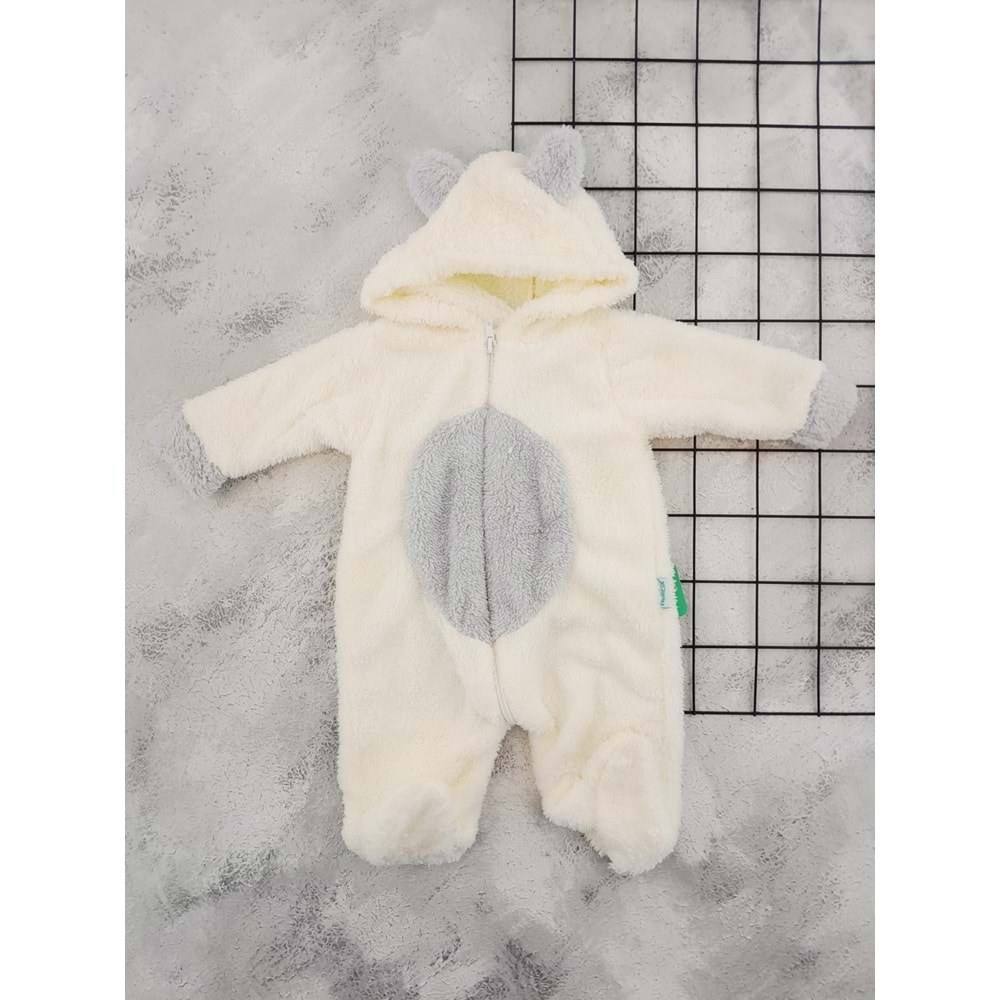 NURCİKS 5080 AYICIK BEBE POLAR TULUM - GRİ - 6 AY