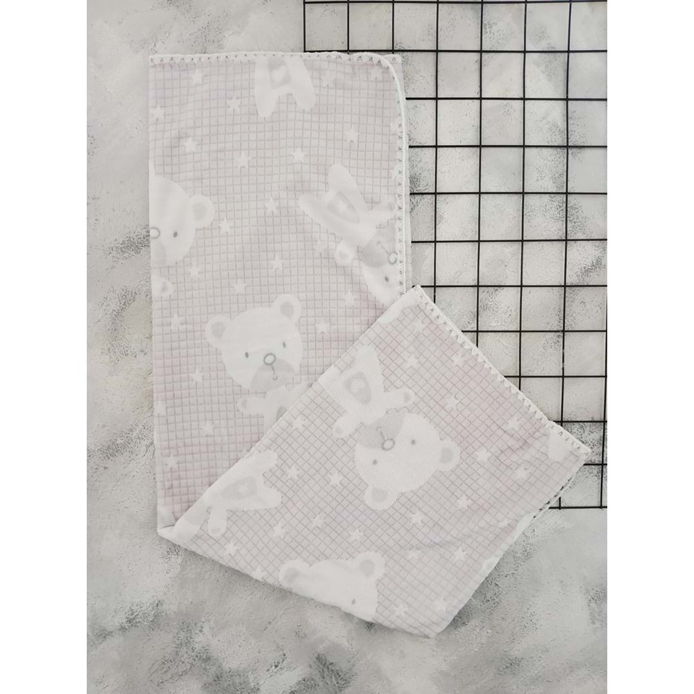 BEBİTOF 95083 AYICIK KADİFE BATTANİYE 90*100 - GRİ