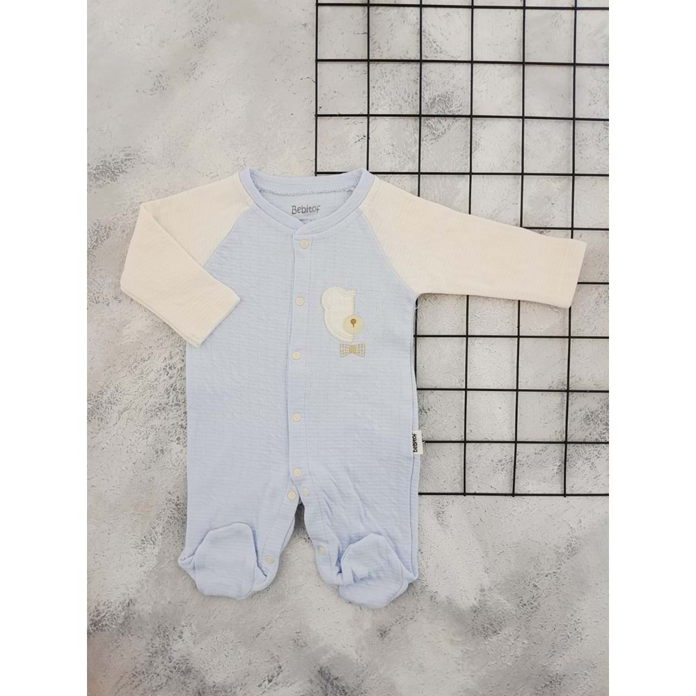 BEBİTOF 70391 SEVİMLİ AYI NAKIŞLI PATİKLİ TULUM - MAVİ - 6-9 AY