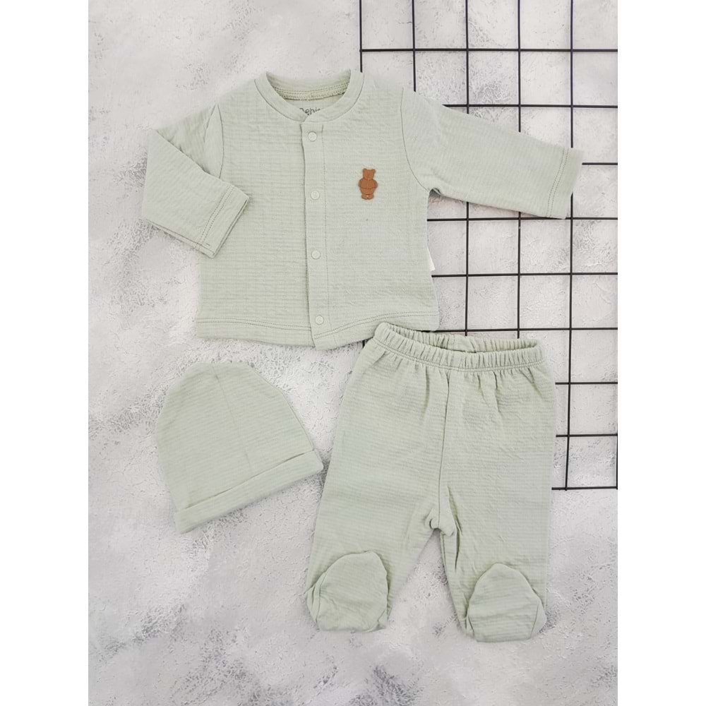 BEBİTOF 80152 AYI ARMALI 3 LÜ TAKIM - MİND - 0-3 AY