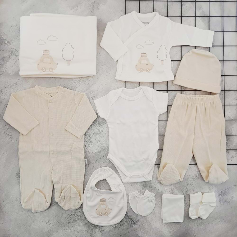 BEBİTOF 10109 BAVULLU ARABA 10 LU ZIBIN SET - BEJ