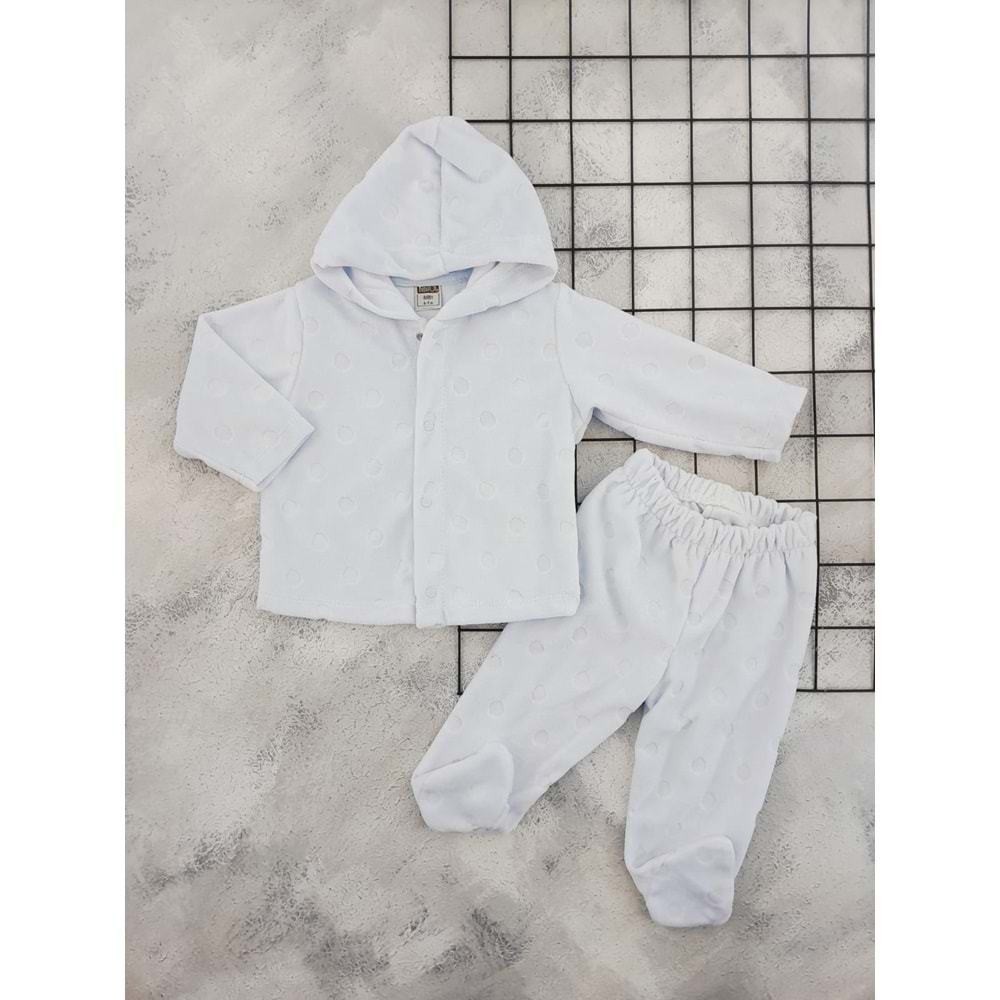 BEBİTOF 80167 PUANLI KADİFE TAKIM - MAVİ - 6-9 AY