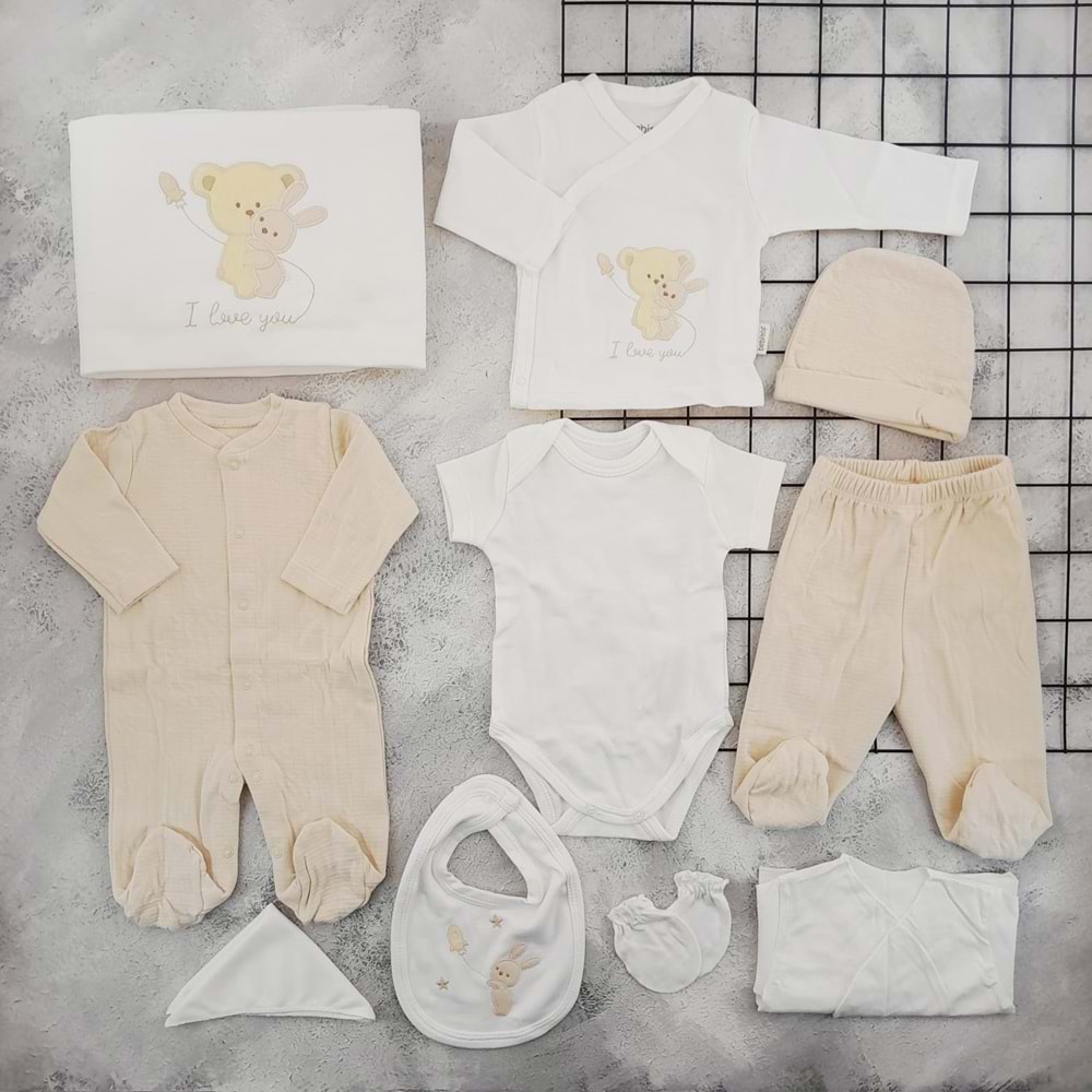 BEBİTOF 10099 SARILAN AYICIK 10 LU ZIBIN SET - BEJ