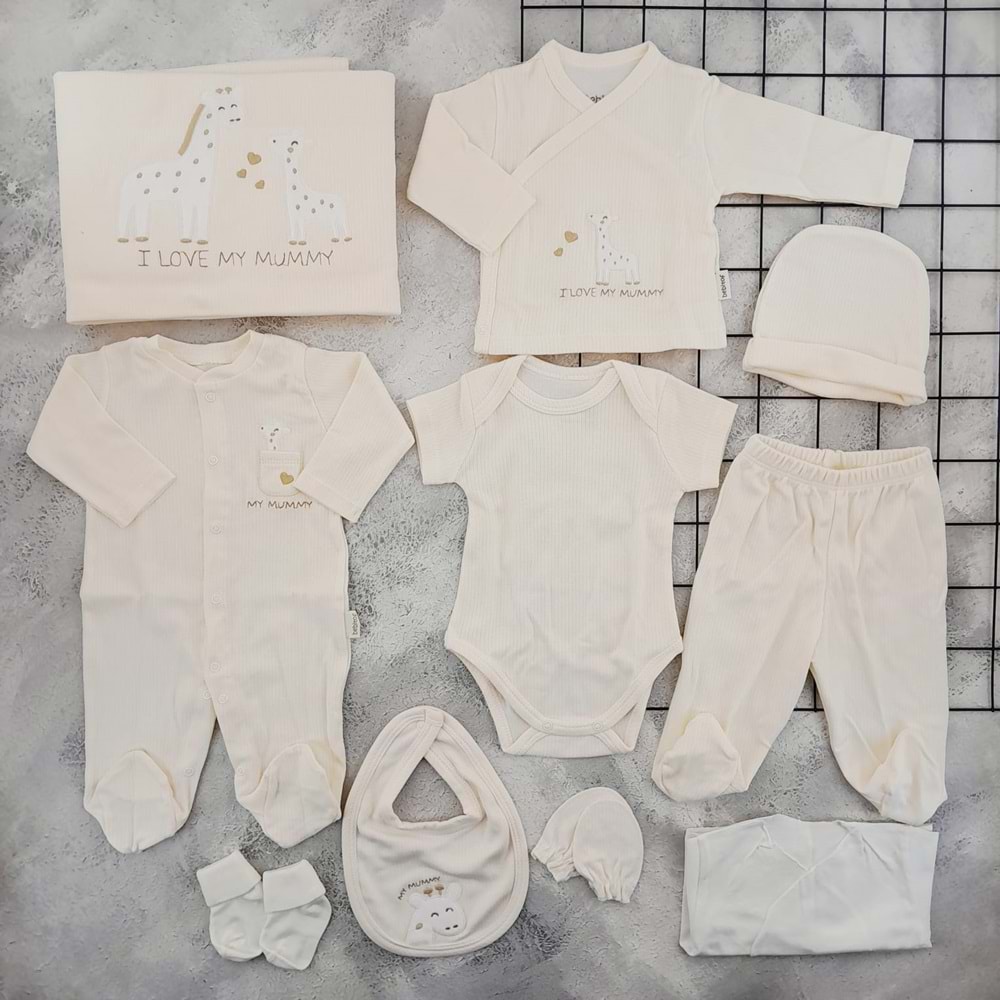 BEBİTOF 10129 YAVRULU ZÜRAFA 10 LU ZIBIN SET - KREM