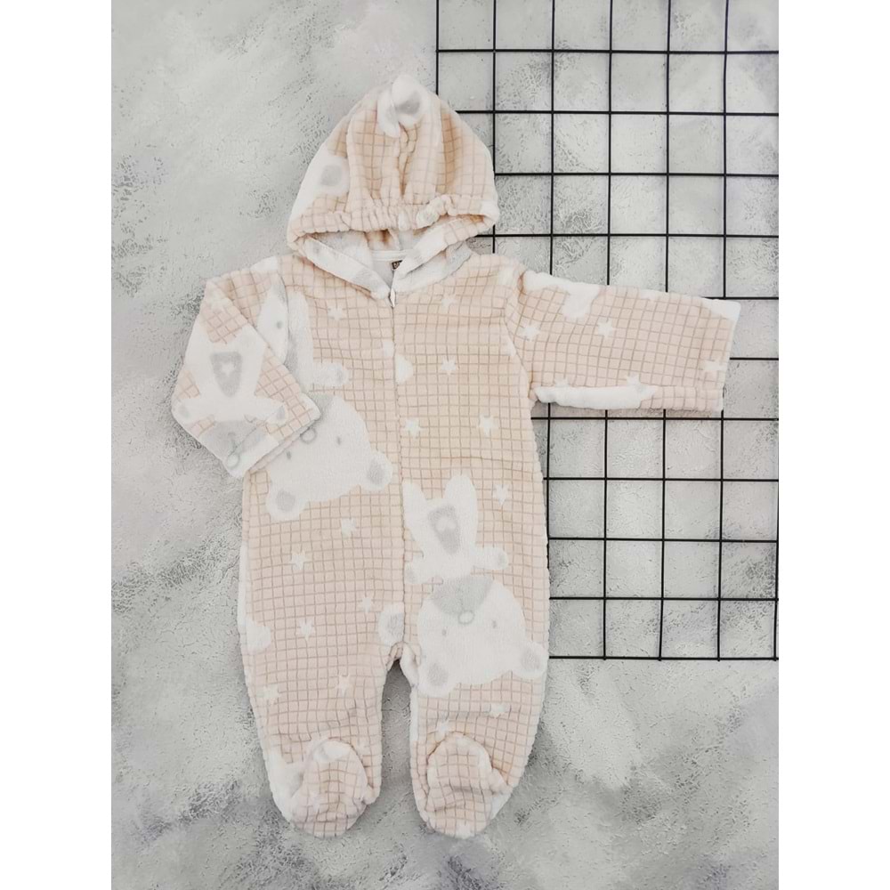 BEBİTOF 70324 AYICIK DESEN PATİKLİ KADİFE TULUM - KAHVE - 9-12 AY