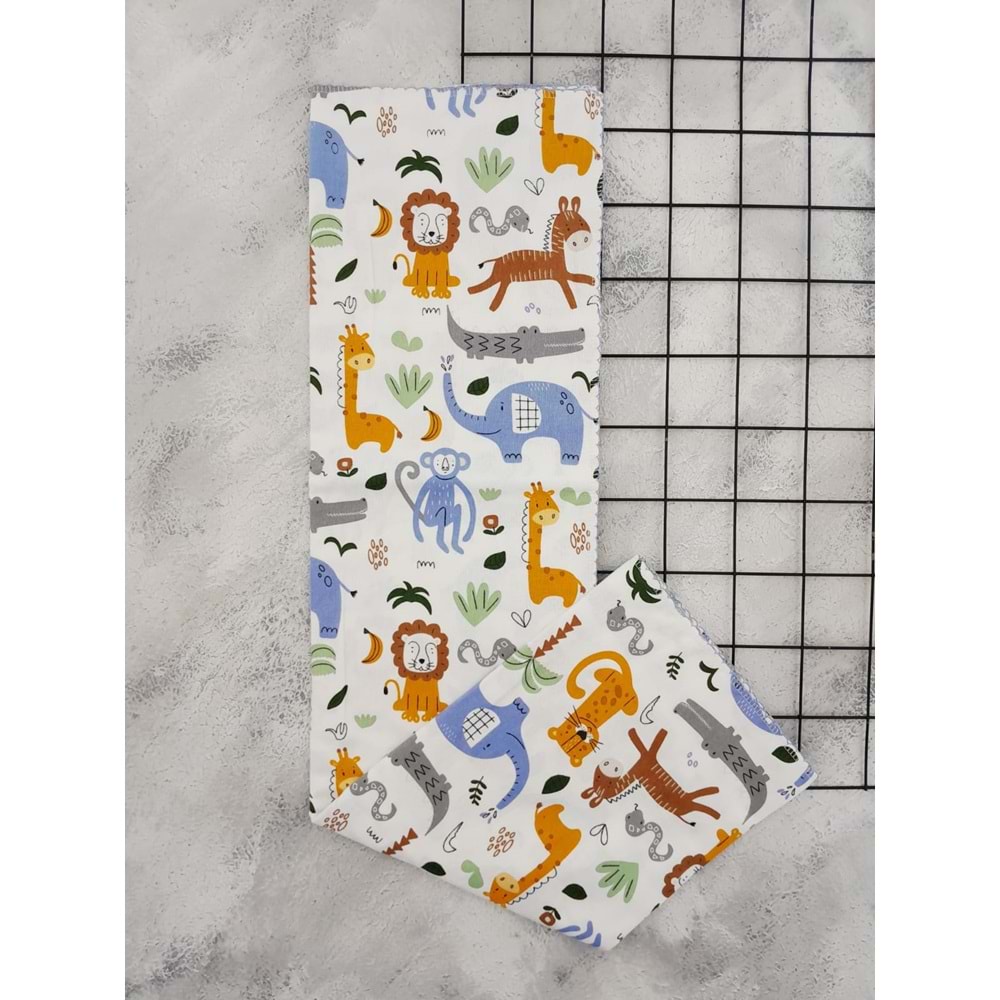 BEBİTOF 95091 SEVİMLİ MAYMUN & FİL ÇİFT KAT PAZEN BATTANİYE 90*90