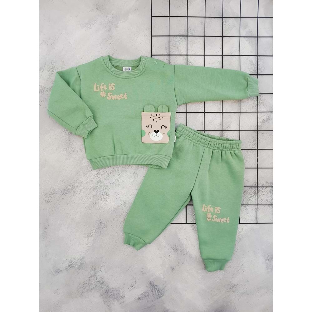 NAZAR 25904 SWEET BASKILI 3 İP TAKIM - YEŞİL - 9 AY