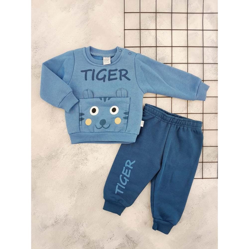 NAZAR 25807 TİGER BASKILI 3 İP TAKIM - PETROL MAVİSİ - 9 AY