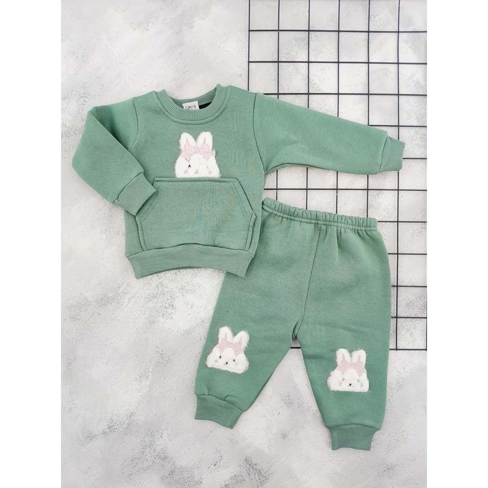 MİNİCLUB 550 PELUŞ TAVŞAN NAKIŞLI 3 İP TAKIM - YEŞİL - 24 AY