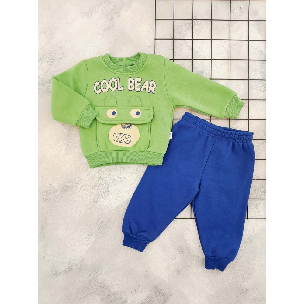 NAZAR 25928 COOL BEAR BASKILI 3 İP TAKIM - YEŞİL - 9 AY