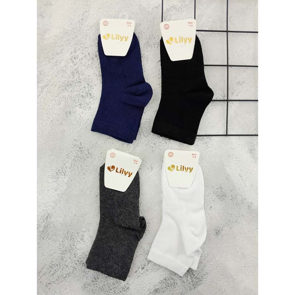 LİLYY 605 DÜZ RENK 4 LÜ MEVSİMLİK ÇORAP SET - ASORTİ - 5-6 YAŞ
