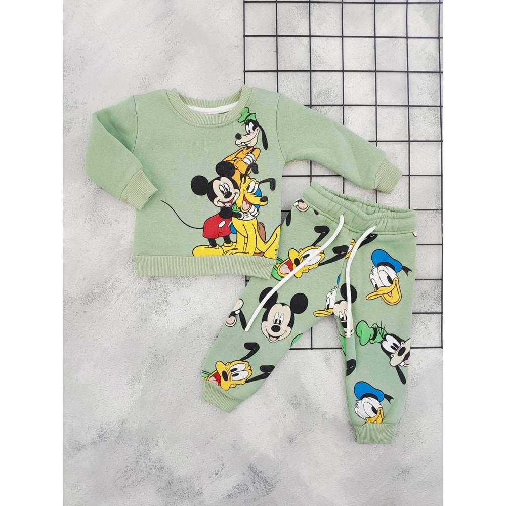 CİCİBOM 1900 MİCKEY&FRİENDS BASKILI 3 İP TAKIM - YEŞİL - 18 AY