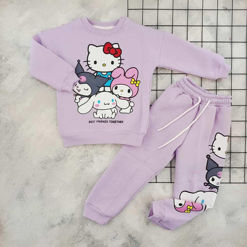 CİCİBOM 1909 HELLO KİTTY BASKILI 3 İP TAKIM - LİLA - 11-12 YAŞ